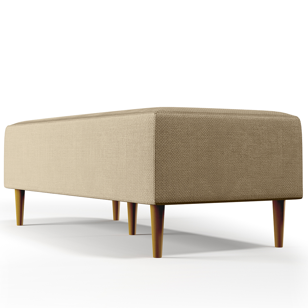 Kit 02 Puffs Decorativos Sala de Estar Bali W01 Pés Palito 120x50 cm Linho Bege Escuro - Lyam Decor