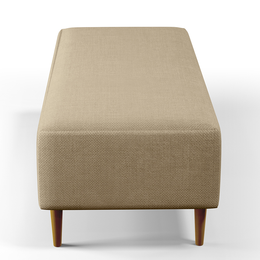 Kit 02 Puffs Decorativos Sala de Estar Bali W01 Pés Palito 120x50 cm Linho Bege Escuro - Lyam Decor