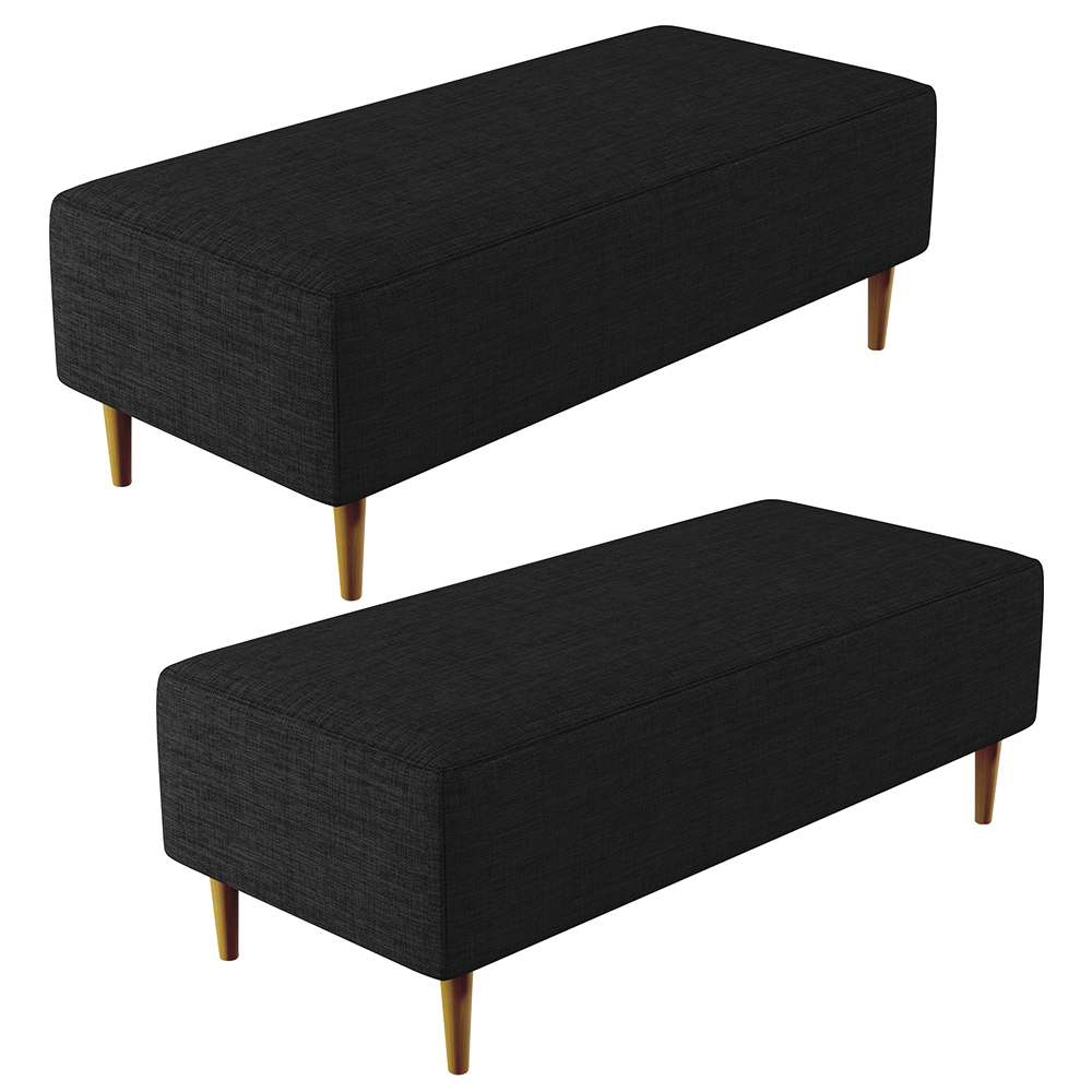 Kit 02 Puffs Decorativos Sala de Estar Bali W01 Pés Palito 120x50 cm Linho Chumbo - Lyam Decor
