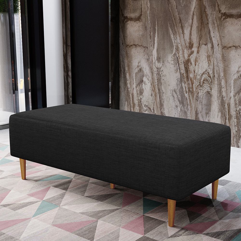 Kit 02 Puffs Decorativos Sala de Estar Bali W01 Pés Palito 120x50 cm Linho Chumbo - Lyam Decor