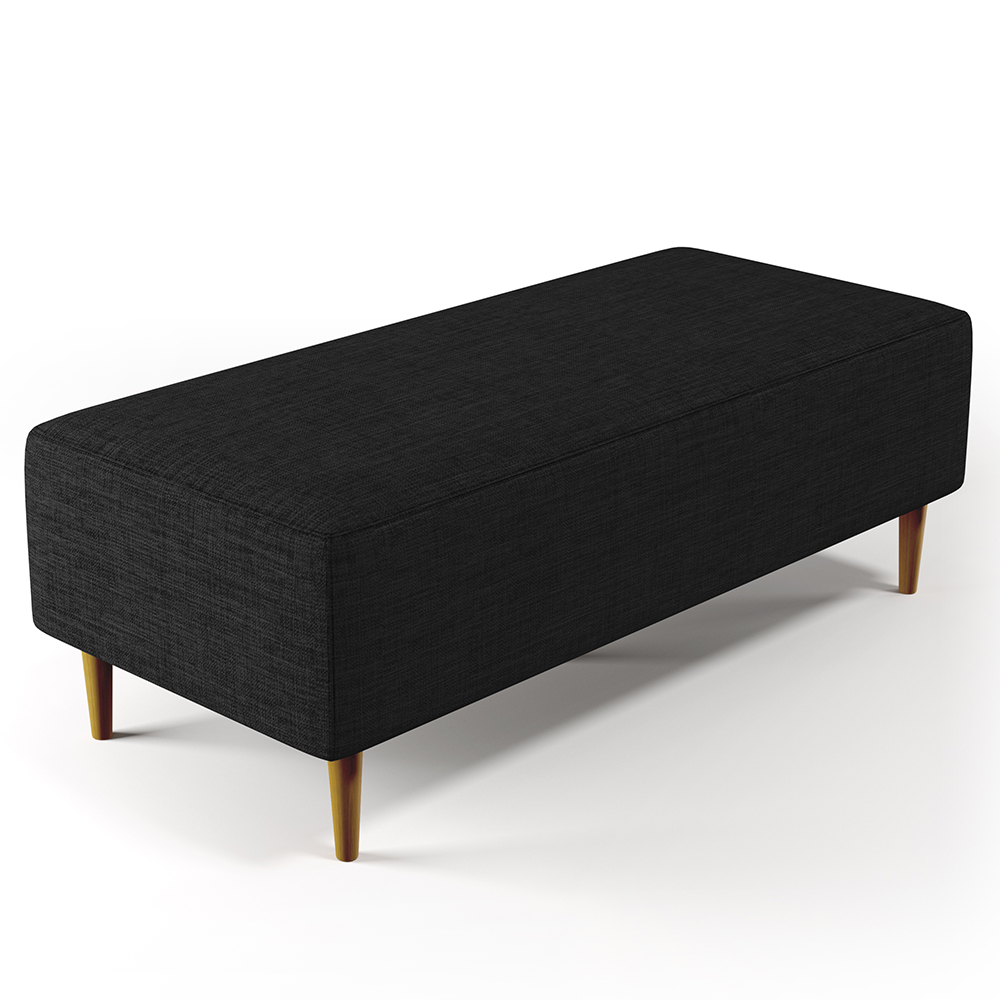 Kit 02 Puffs Decorativos Sala de Estar Bali W01 Pés Palito 120x50 cm Linho Chumbo - Lyam Decor