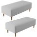 Kit 02 Puffs Decorativos Sala de Estar Bali W01 Pés Palito 120x50 cm Linho Cinza - Lyam Decor