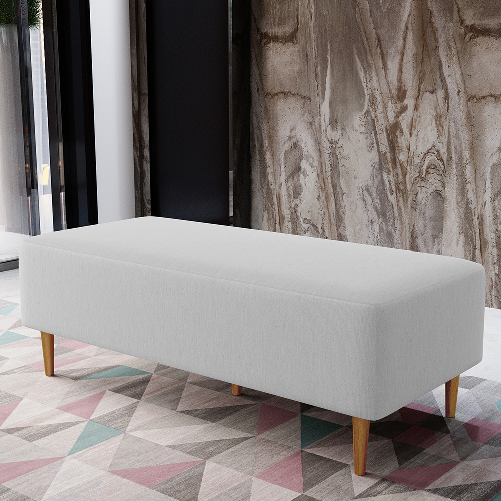 Kit 02 Puffs Decorativos Sala de Estar Bali W01 Pés Palito 120x50 cm Linho Cinza - Lyam Decor
