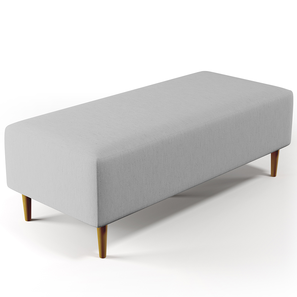 Kit 02 Puffs Decorativos Sala de Estar Bali W01 Pés Palito 120x50 cm Linho Cinza - Lyam Decor