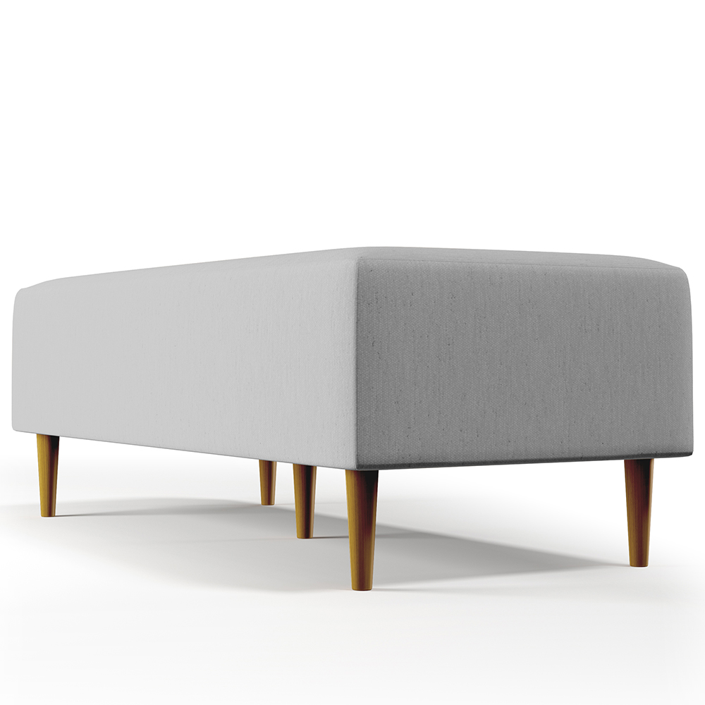 Kit 02 Puffs Decorativos Sala de Estar Bali W01 Pés Palito 120x50 cm Linho Cinza - Lyam Decor