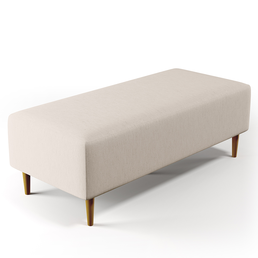 Kit 02 Puffs Decorativos Sala de Estar Bali W01 Pés Palito 120x50 cm Linho Cru - Lyam Decor