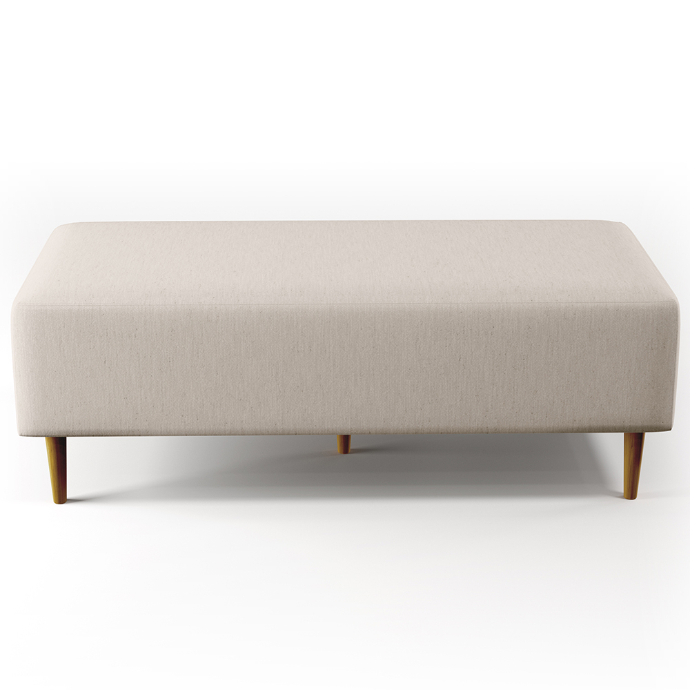Kit 02 Puffs Decorativos Sala de Estar Bali W01 Pés Palito 120x50 cm Linho Cru - Lyam Decor
