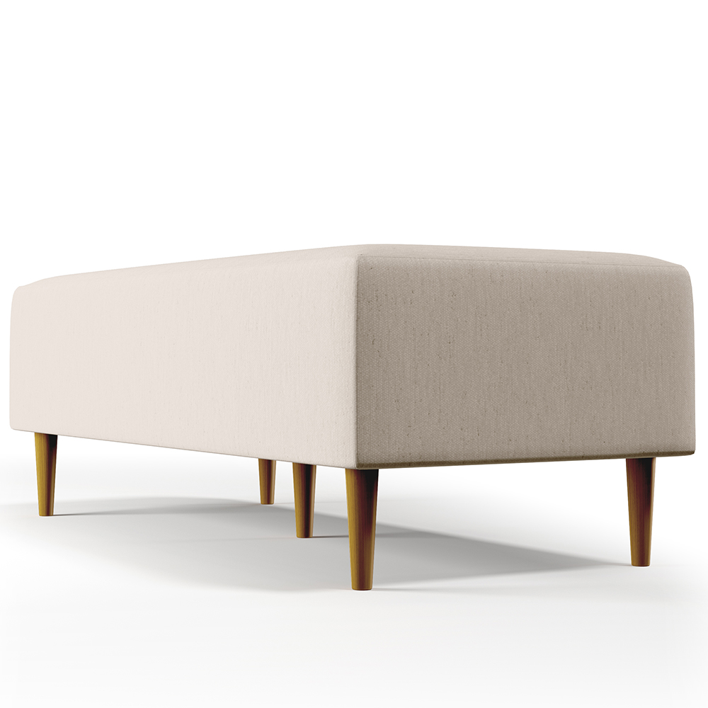 Kit 02 Puffs Decorativos Sala de Estar Bali W01 Pés Palito 120x50 cm Linho Cru - Lyam Decor