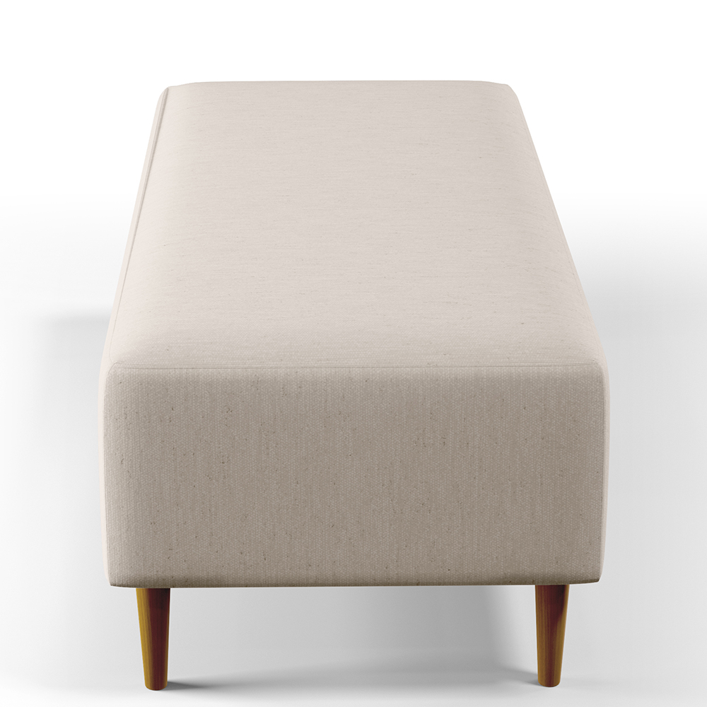 Kit 02 Puffs Decorativos Sala de Estar Bali W01 Pés Palito 120x50 cm Linho Cru - Lyam Decor