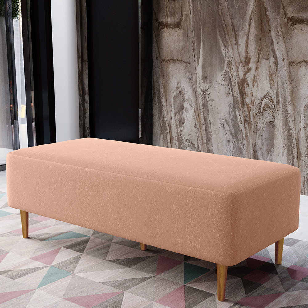 Kit 02 Puffs Decorativos Sala de Estar Bali W01 Pés Palito 120x50 cm Linho Rosê - Lyam Decor