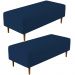 Kit 02 Puffs Decorativos Sala de Estar Bali W01 Pés Palito 120x50 cm Suede Azul Marinho - Lyam Decor