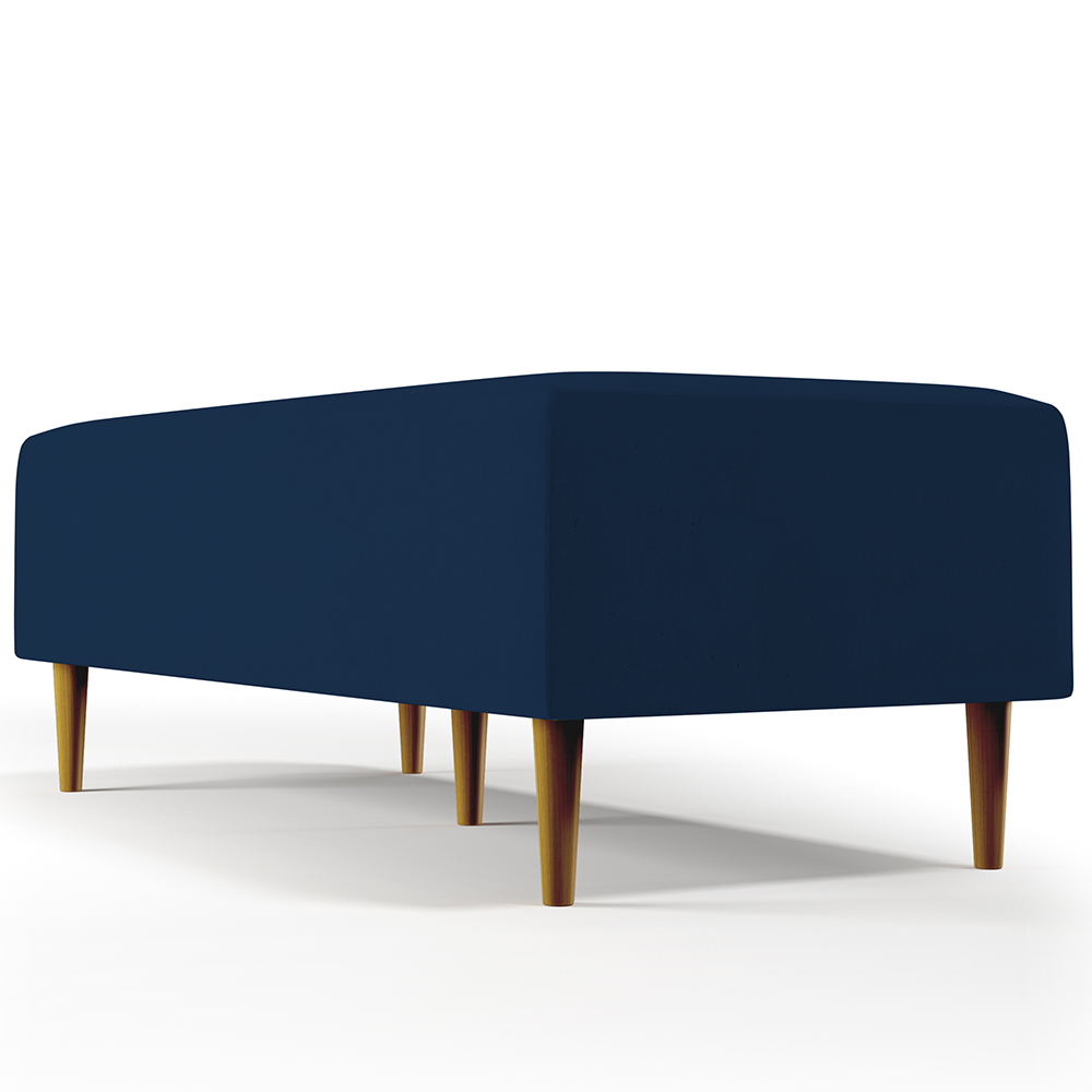 Kit 02 Puffs Decorativos Sala de Estar Bali W01 Pés Palito 120x50 cm Suede Azul Marinho - Lyam Decor