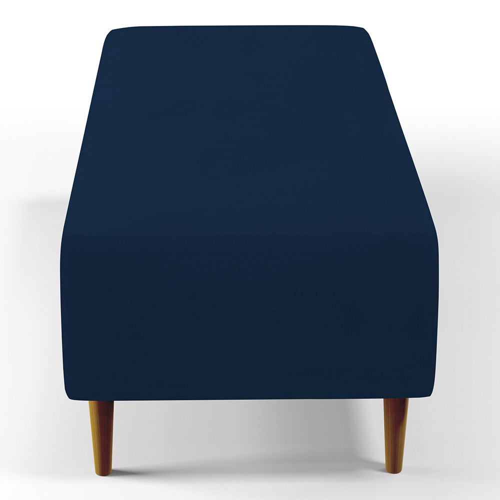 Kit 02 Puffs Decorativos Sala de Estar Bali W01 Pés Palito 120x50 cm Suede Azul Marinho - Lyam Decor