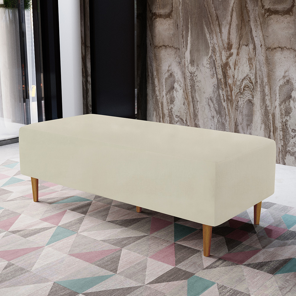 Kit 02 Puffs Decorativos Sala de Estar Bali W01 Pés Palito 120x50 cm Suede Bege - Lyam Decor