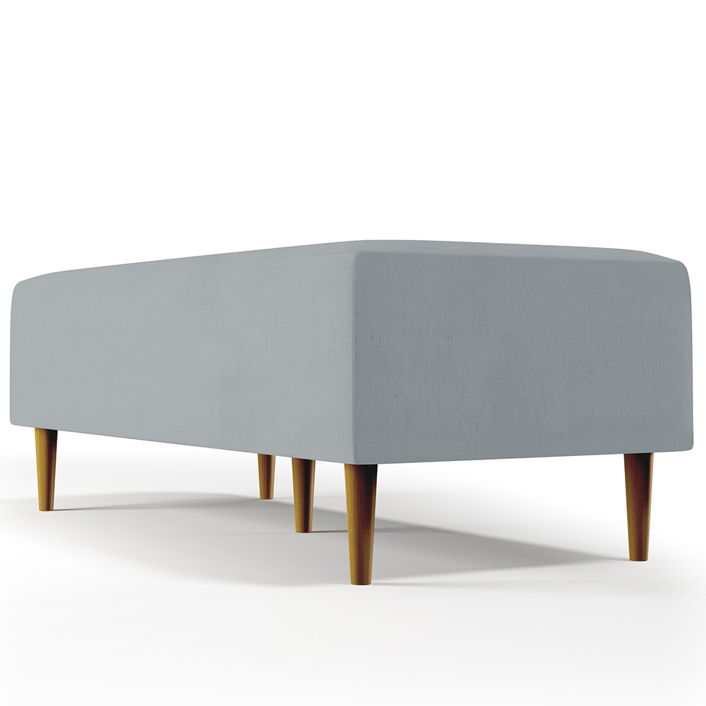 Kit 02 Puffs Decorativos Sala de Estar Bali W01 Pés Palito 120x50 cm Suede Cinza - Lyam Decor