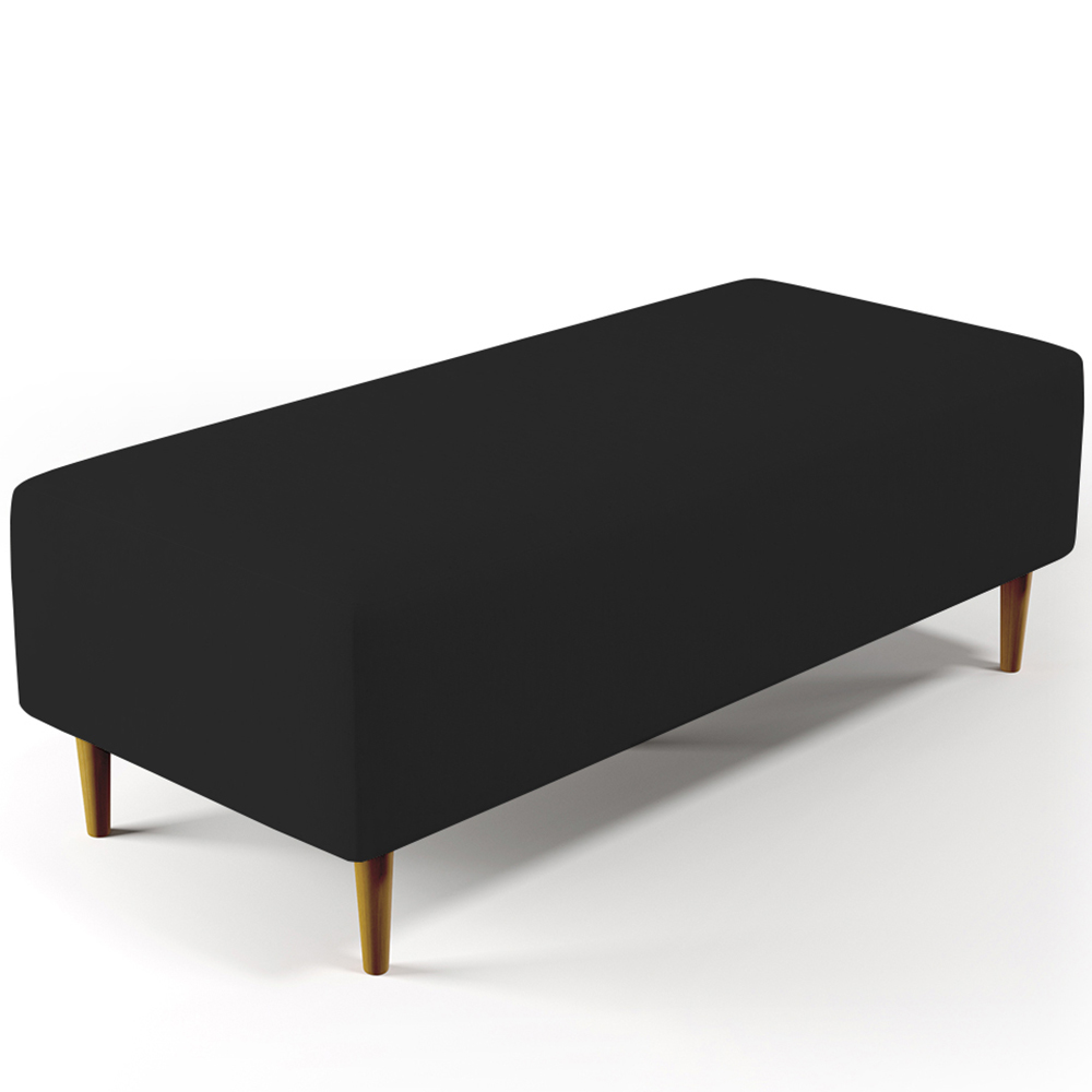 Kit 02 Puffs Decorativos Sala de Estar Bali W01 Pés Palito 120x50 cm Suede Preto - Lyam Decor