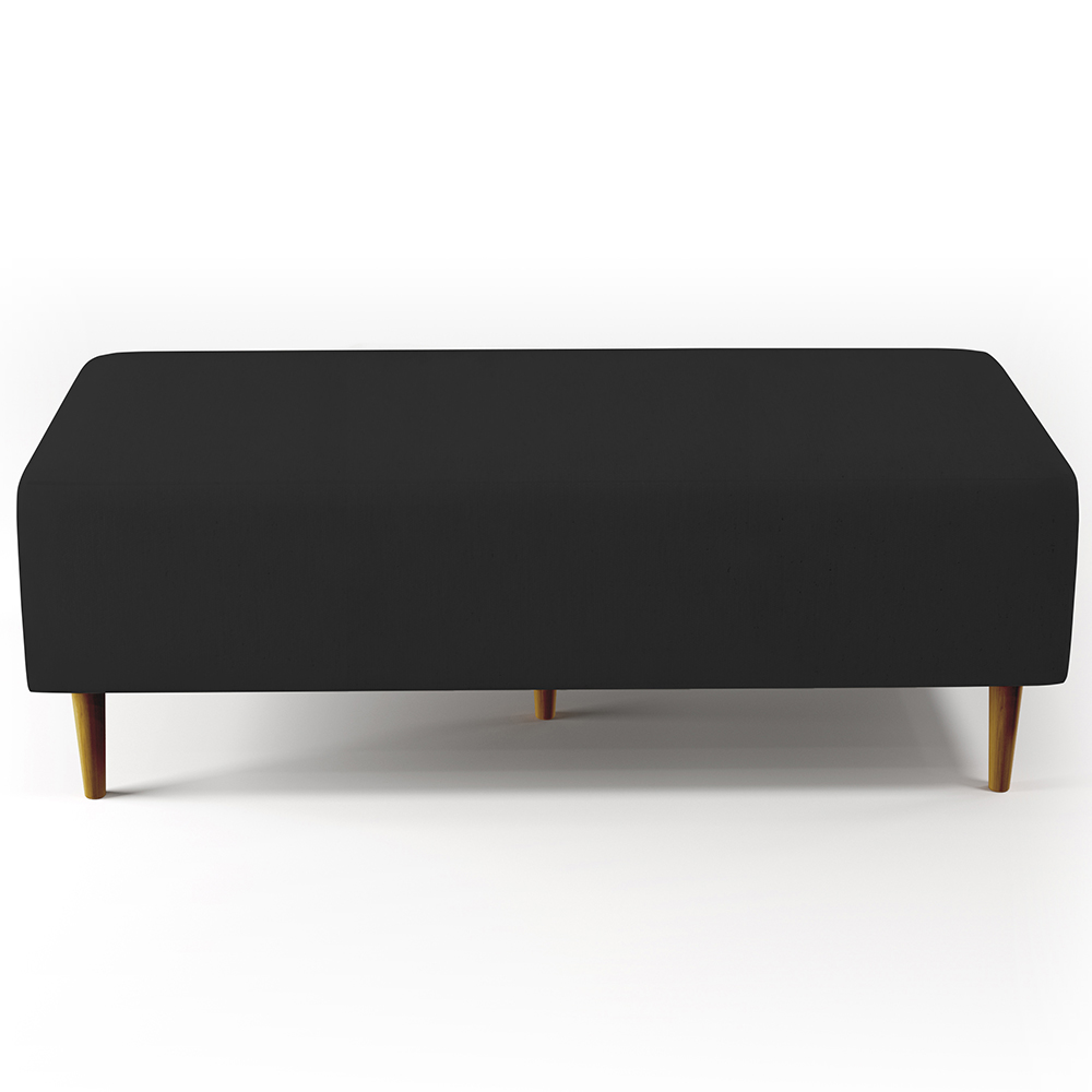 Kit 02 Puffs Decorativos Sala de Estar Bali W01 Pés Palito 120x50 cm Suede Preto - Lyam Decor