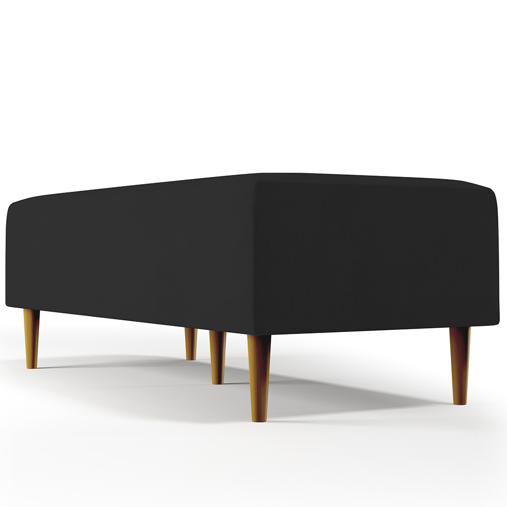 Kit 02 Puffs Decorativos Sala de Estar Bali W01 Pés Palito 120x50 cm Suede Preto - Lyam Decor