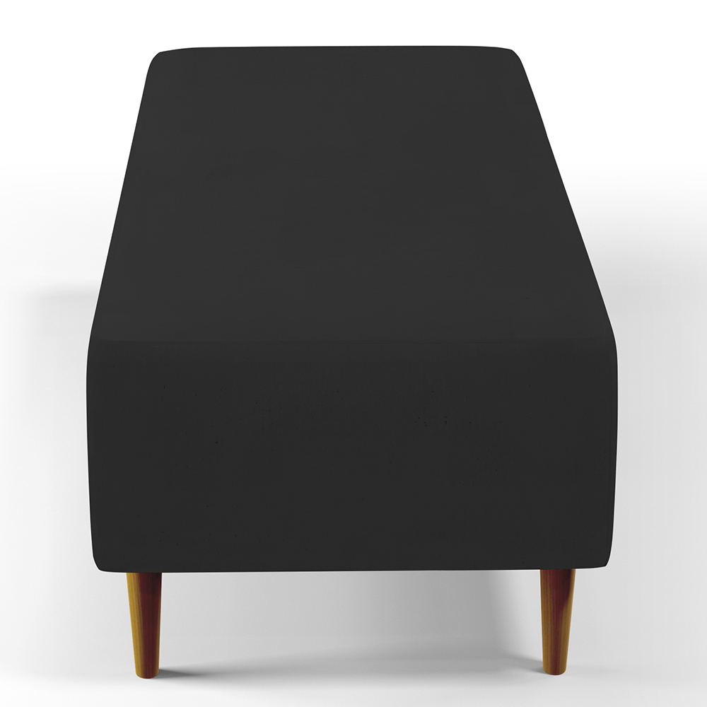 Kit 02 Puffs Decorativos Sala de Estar Bali W01 Pés Palito 120x50 cm Suede Preto - Lyam Decor
