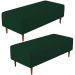 Kit 02 Puffs Decorativos Sala de Estar Bali W01 Pés Palito 120x50 cm Suede Verde Musgo - Lyam Decor