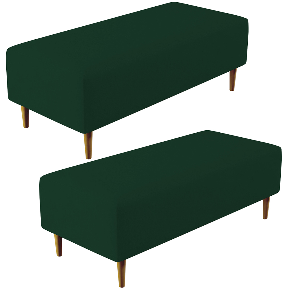 Kit 02 Puffs Decorativos Sala de Estar Bali W01 Pés Palito 120x50 cm Suede Verde Musgo - Lyam Decor