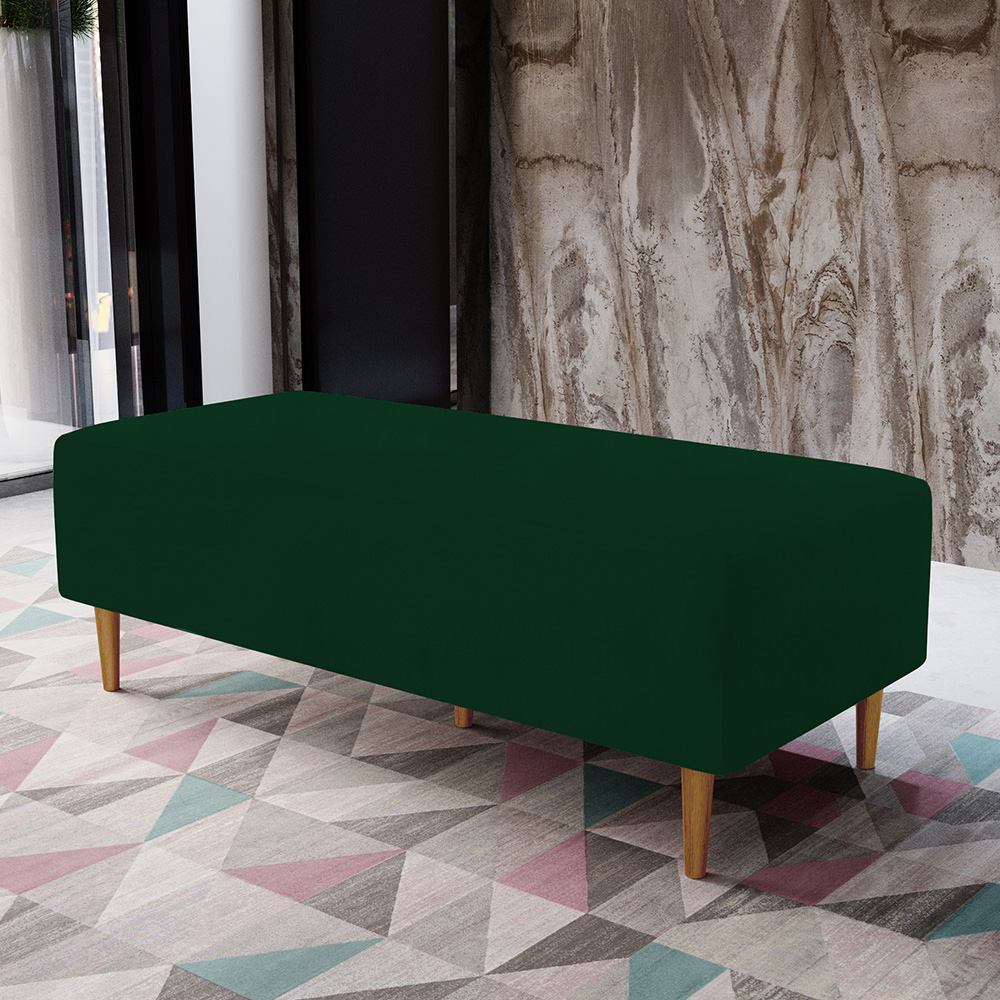 Kit 02 Puffs Decorativos Sala de Estar Bali W01 Pés Palito 120x50 cm Suede Verde Musgo - Lyam Decor