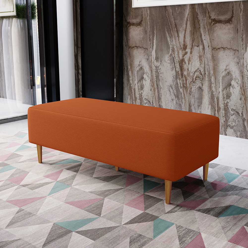 Kit 02 Puffs Decorativos Sala de Estar Bali W01 Pés Palito 120x50cm Tecido Terracota - Lyam Decor