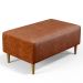 Kit 02 Puffs Decorativos Sala de Estar Cléo W01 Pés Palito 90 cm Couríssimo Camel - Lyam Decor