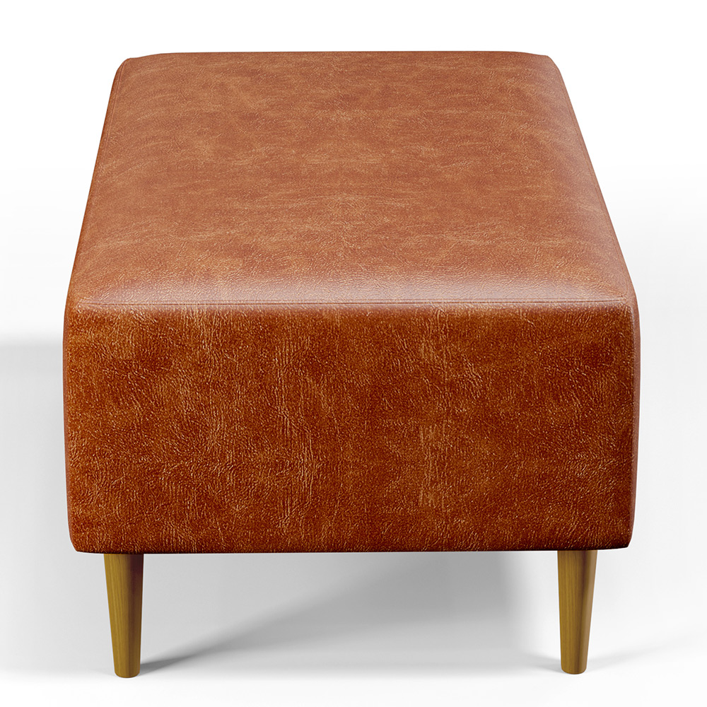 Kit 02 Puffs Decorativos Sala de Estar Cléo W01 Pés Palito 90 cm Couríssimo Camel - Lyam Decor