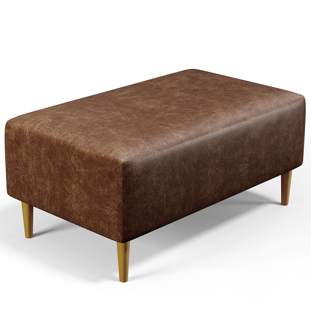 Kit 02 Puffs Decorativos Sala de Estar Cléo W01 Pés Palito 90 cm Couríssimo Marrom - Lyam Decor