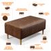 Kit 02 Puffs Decorativos Sala de Estar Cléo W01 Pés Palito 90 cm Couríssimo Marrom - Lyam Decor
