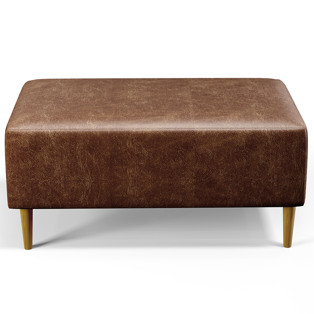 Kit 02 Puffs Decorativos Sala de Estar Cléo W01 Pés Palito 90 cm Couríssimo Marrom - Lyam Decor