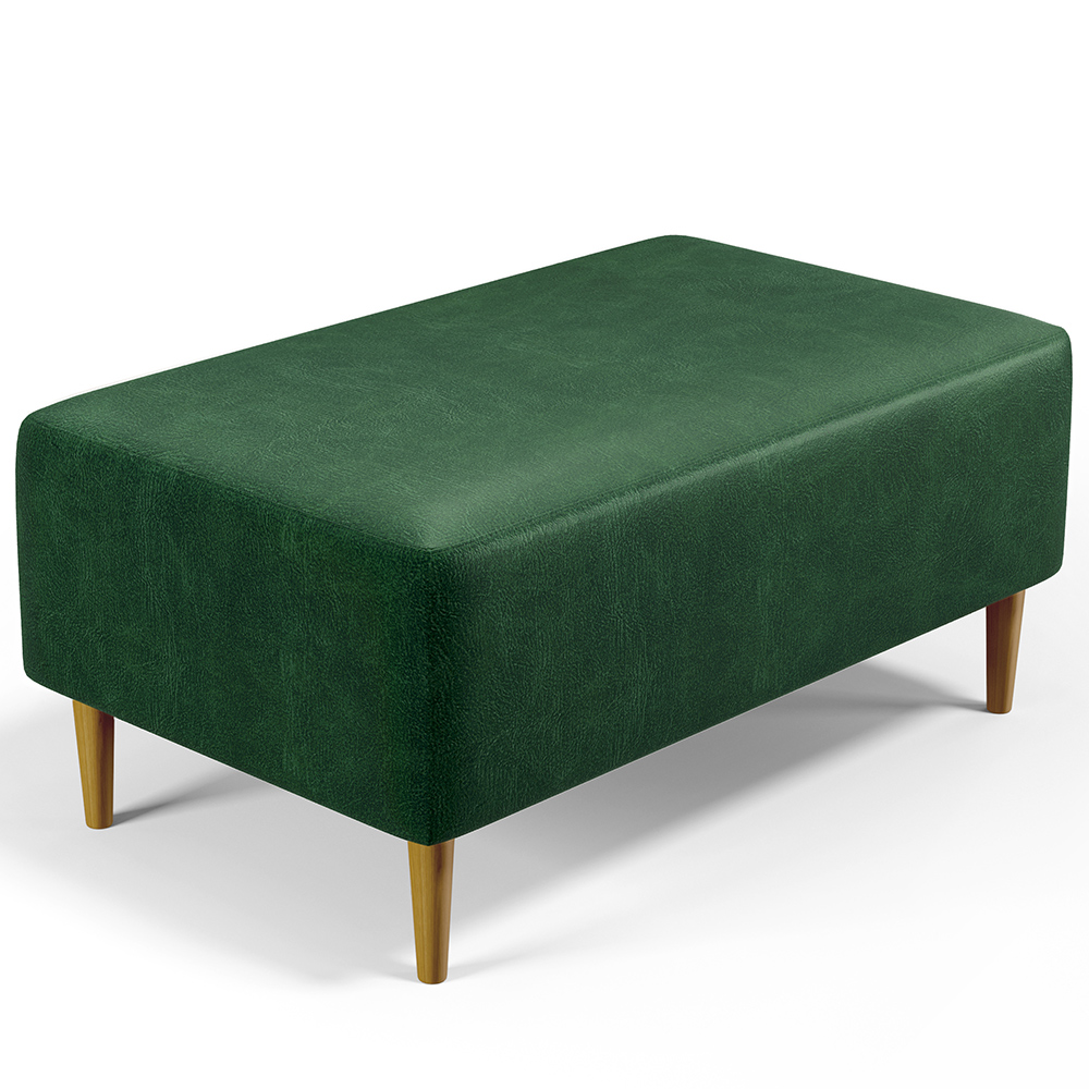 Kit 02 Puffs Decorativos Sala de Estar Cléo W01 Pés Palito 90 cm Facto Verde Musgo - Lyam Decor