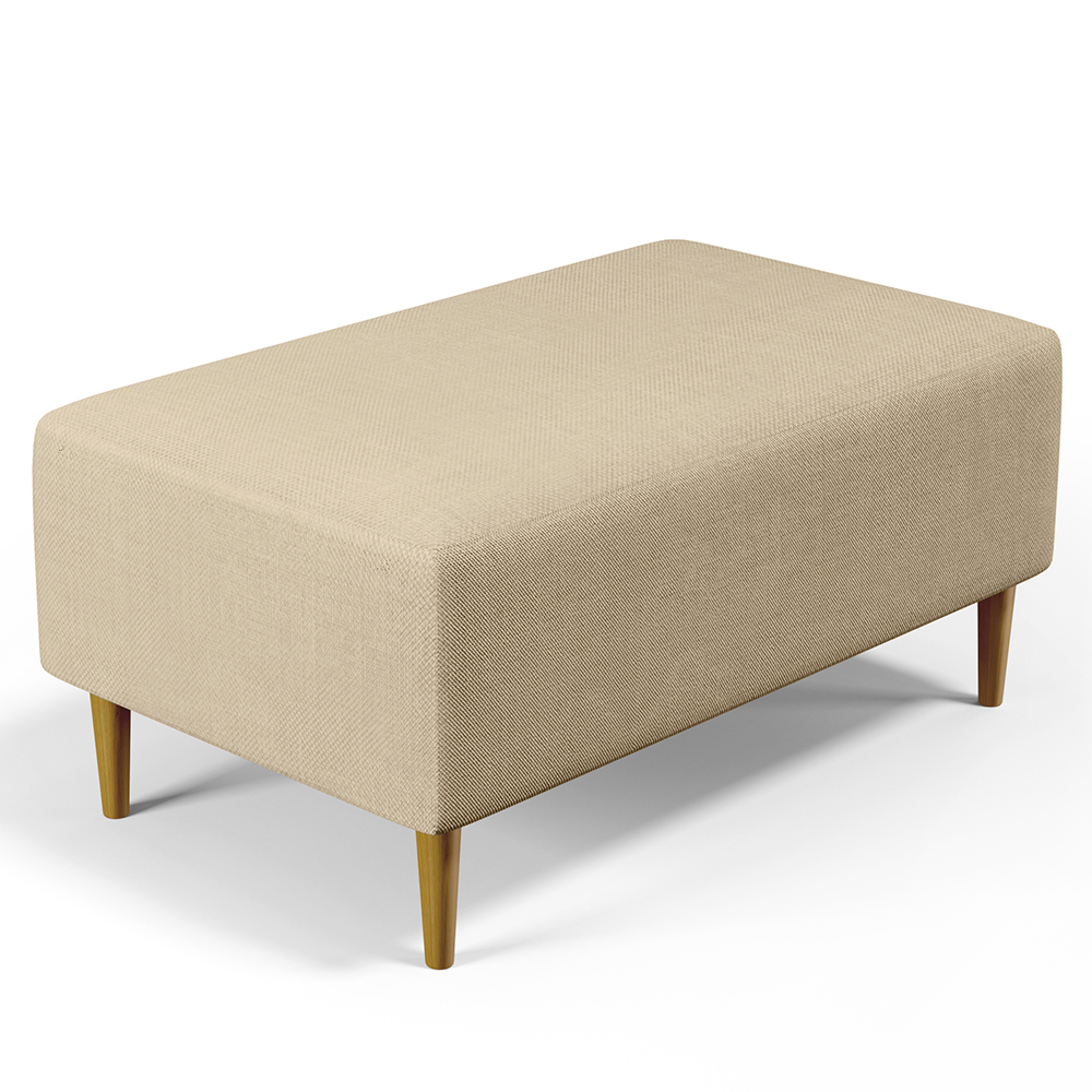 Kit 02 Puffs Decorativos Sala de Estar Cléo W01 Pés Palito 90 cm Linho Bege Escuro - Lyam Decor