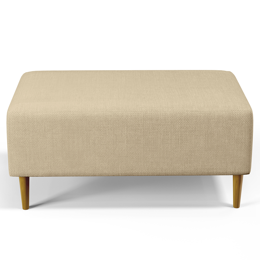 Kit 02 Puffs Decorativos Sala de Estar Cléo W01 Pés Palito 90 cm Linho Bege Escuro - Lyam Decor