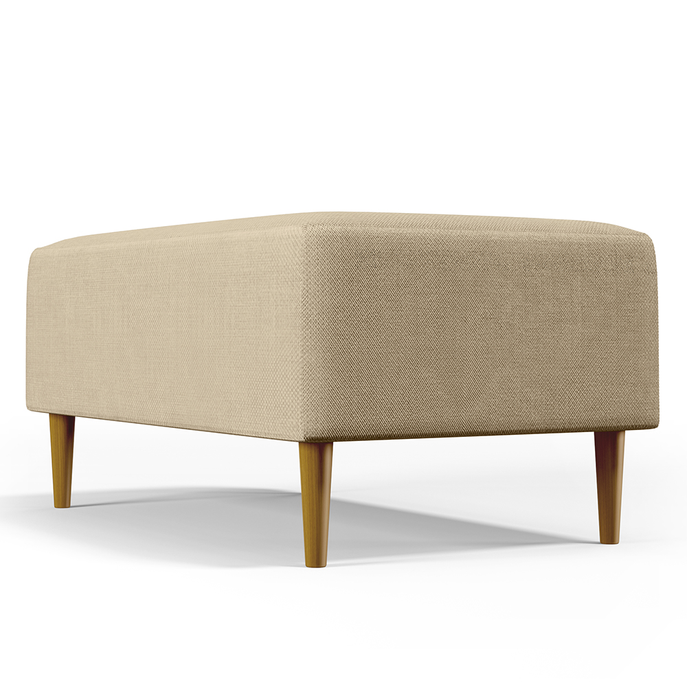 Kit 02 Puffs Decorativos Sala de Estar Cléo W01 Pés Palito 90 cm Linho Bege Escuro - Lyam Decor