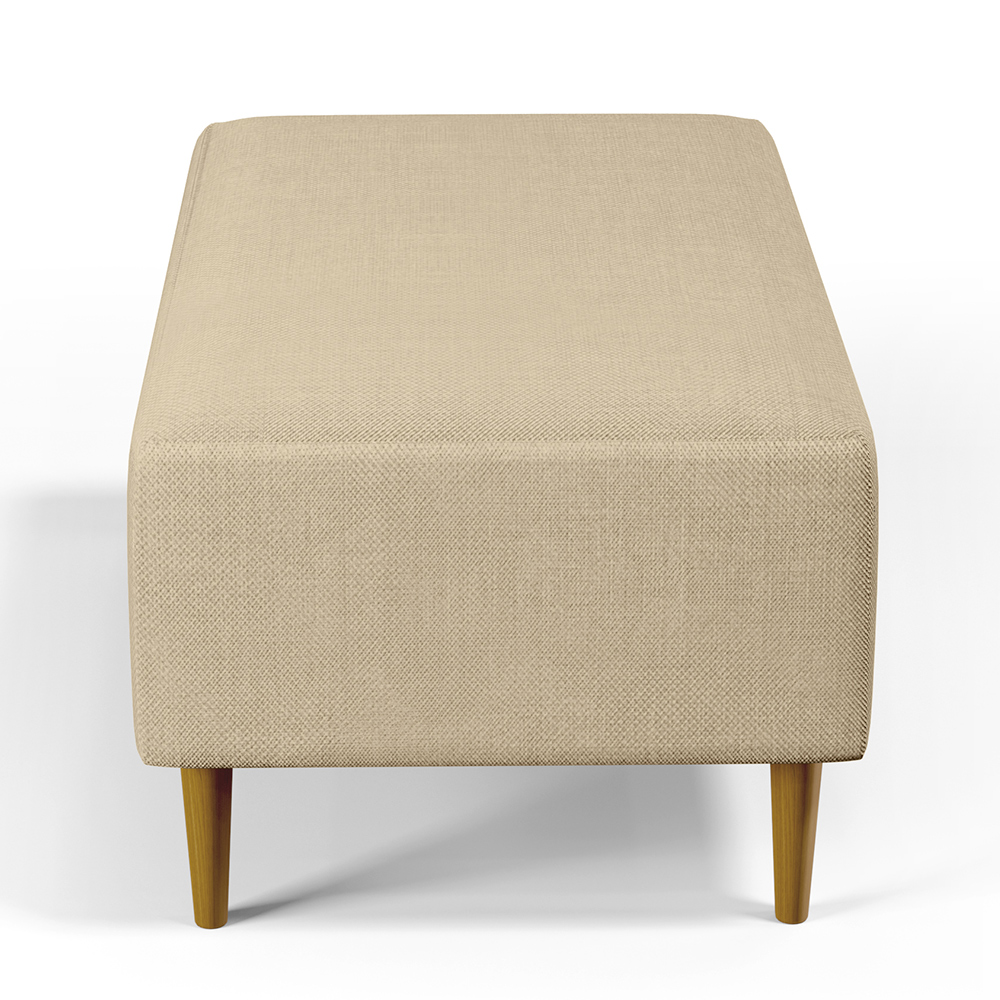 Kit 02 Puffs Decorativos Sala de Estar Cléo W01 Pés Palito 90 cm Linho Bege Escuro - Lyam Decor