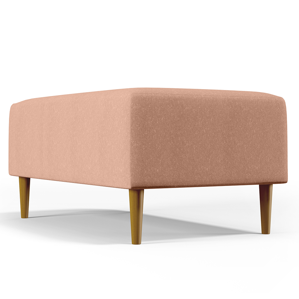 Kit 02 Puffs Decorativos Sala de Estar Cléo W01 Pés Palito 90 cm Linho Rosê - Lyam Decor