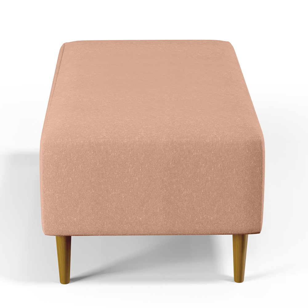 Kit 02 Puffs Decorativos Sala de Estar Cléo W01 Pés Palito 90 cm Linho Rosê - Lyam Decor
