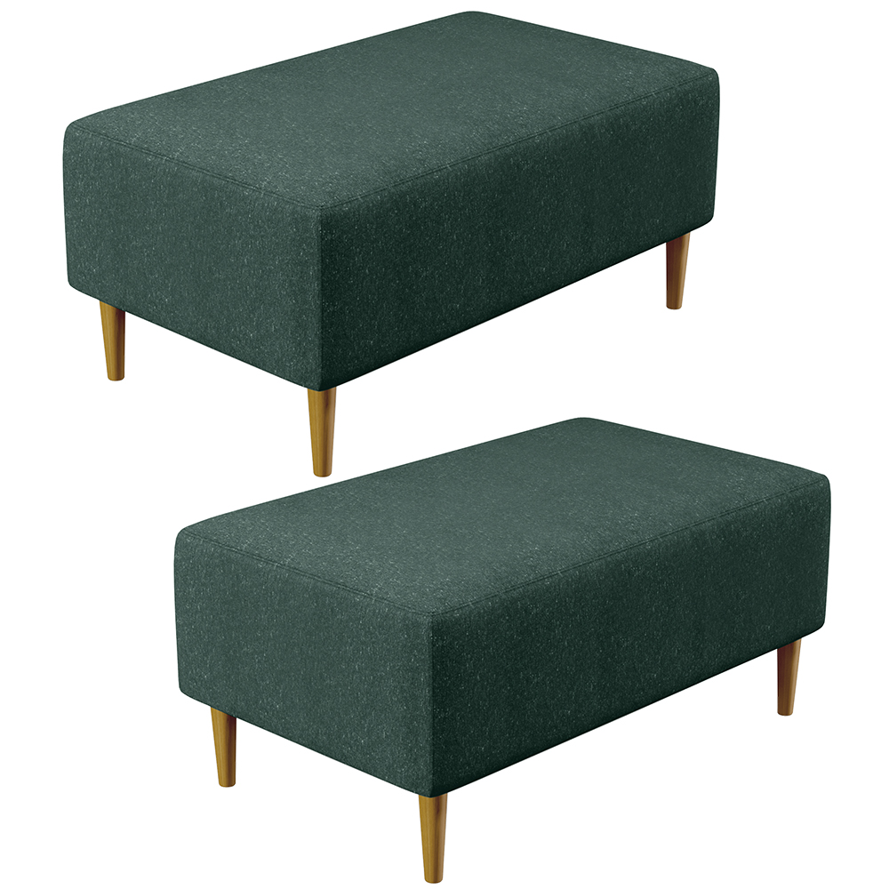 Kit 02 Puffs Decorativos Sala de Estar Cléo W01 Pés Palito 90 cm Linho Verde Musgo - Lyam Decor