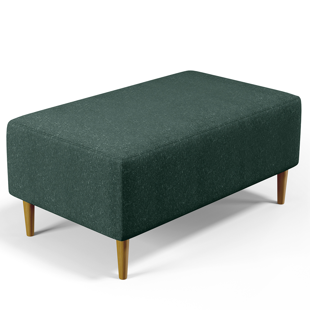 Kit 02 Puffs Decorativos Sala de Estar Cléo W01 Pés Palito 90 cm Linho Verde Musgo - Lyam Decor