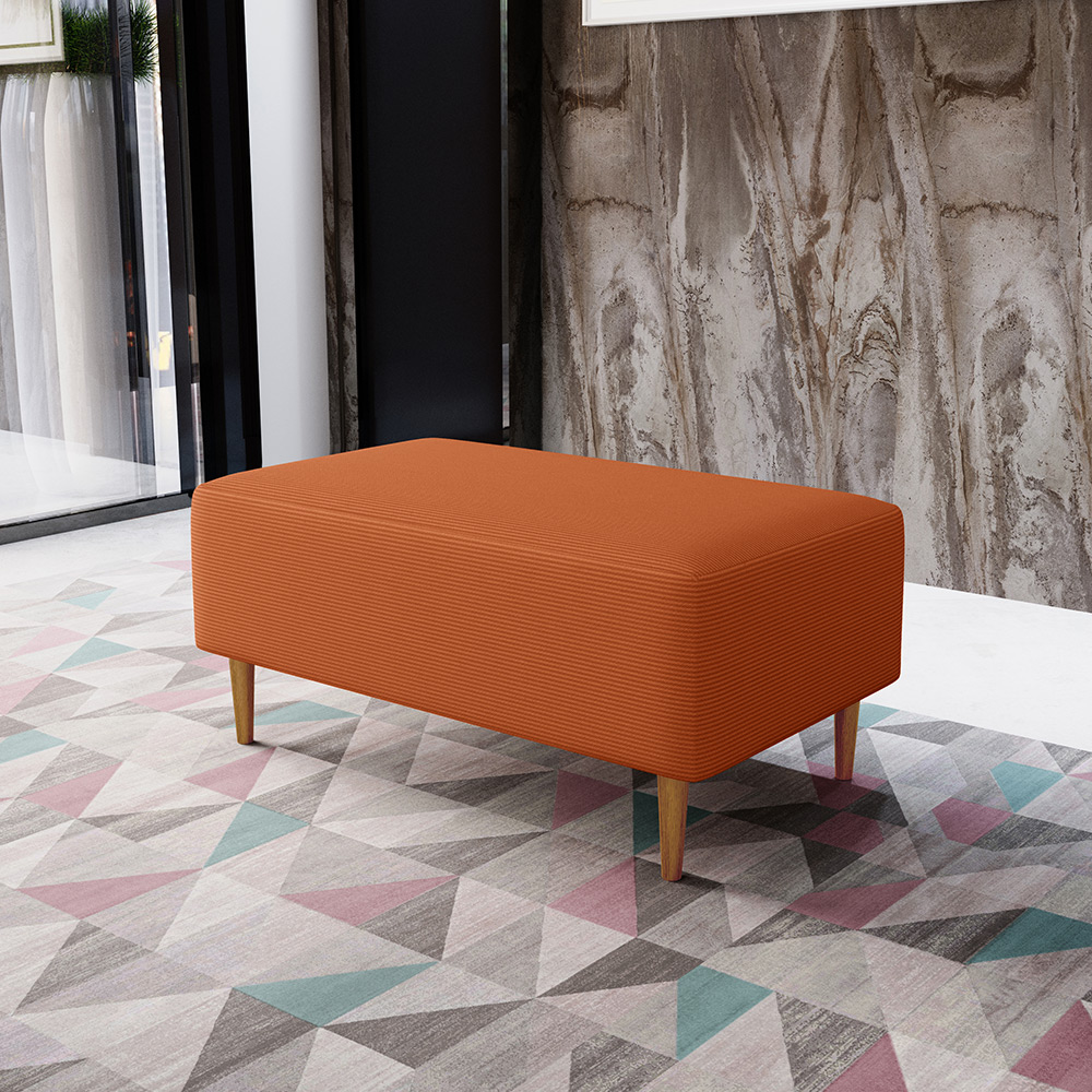 Kit 02 Puffs Decorativos Sala de Estar Cléo W01 Pés Palito 90cm Tecido Terracota - Lyam Decor