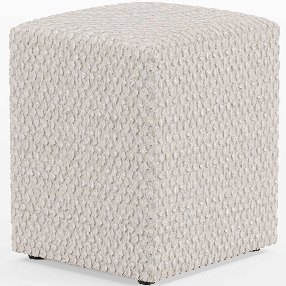 Kit 02 Puffs Quadrado Decorativo L02 Bouclê Cru - Lyam Decor