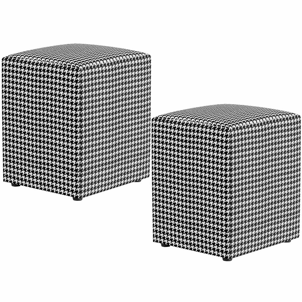 Kit 02 Puffs Quadrado Decorativo L02 Pied Poule - Lyam Decor