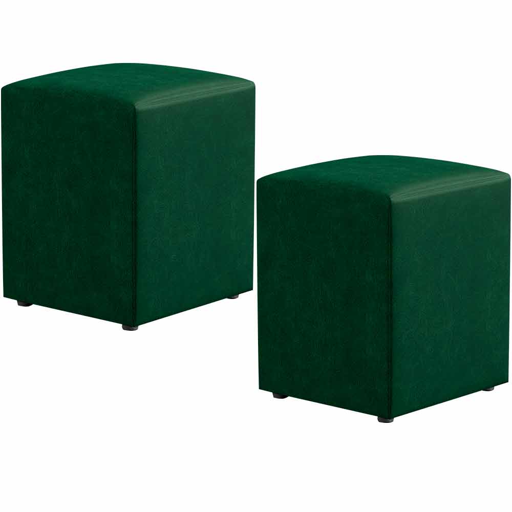 Kit 02 Puffs Quadrado L02 Decorativo Facto Verde - Lyam Decor