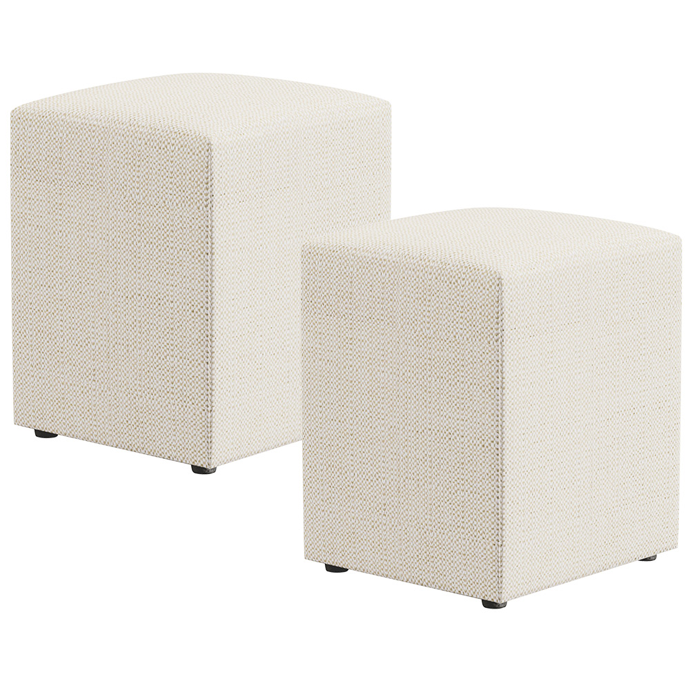 Kit 02 Puffs Quadrado L02 Decorativo Linho Champagne - Lyam Decor