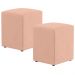 Kit 02 Puffs Quadrado L02 Decorativo Linho Rosê - Lyam Decor
