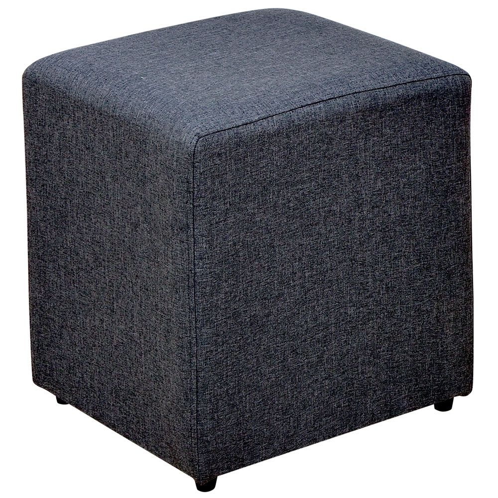 Kit 02 Puffs Quadrado L02 Decorativo Sala de Estar Linho Chumbo - Lyam Decor