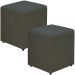 Kit 02 Puffs Quadrado L02 Decorativo Sala de Estar Suede Cinza - Lyam Decor