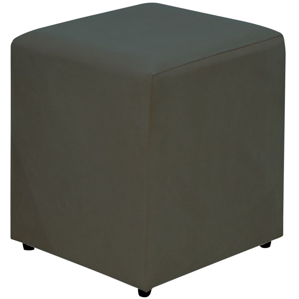 Kit 02 Puffs Quadrado L02 Decorativo Sala de Estar Suede Cinza - Lyam Decor